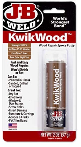J-B Weld 8257UK KwikWood Epoxy Putty – 57 grams - Strength 900 PSI – 1 Hour Cure Time – Tan