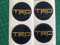 SCOOBY DESIGNS Toyota TRD Alufelgen-Aufkleber X4 SUPRA MR2 Celica Blau & Gold Motorsport (50 mm)