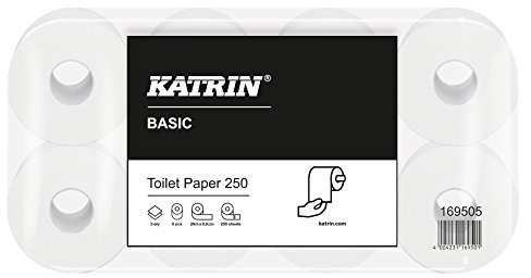 Papier toilette Katrin Basic Toilet 250 - BIG PACK 1 palette de 1920 rouleaux - 2 couches avec 250 feuilles - Papier toilette naturel