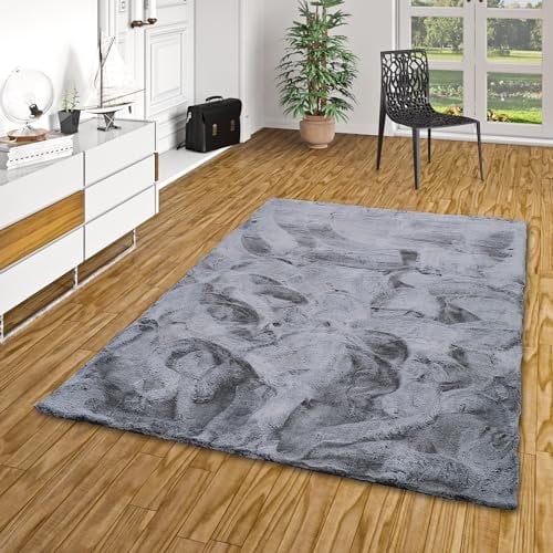 Pergamon Luxus Super Soft Fellteppich Plush Grau Meliert in 7 Größen