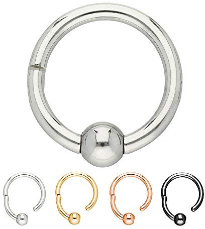 Treuheld® Silberner Segmentring-Clicker Piercing mit Kugel - Größe: 1.2 x 10 mm (Kugel: 4mm)
