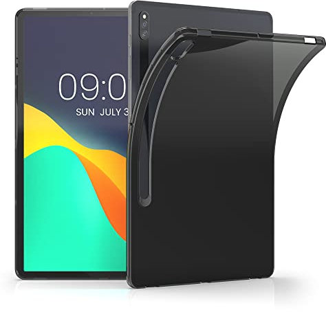 kwmobile Case Compatible with Samsung Galaxy Tab S8+ Plus/Galaxy Tab S7+ Plus Case - Soft TPU Back Protector Cover for Tablet - Black/Transparent