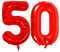 DIWULI Luftballon 50 Geburtstag XXL Rot - Zahl 50 Ballon