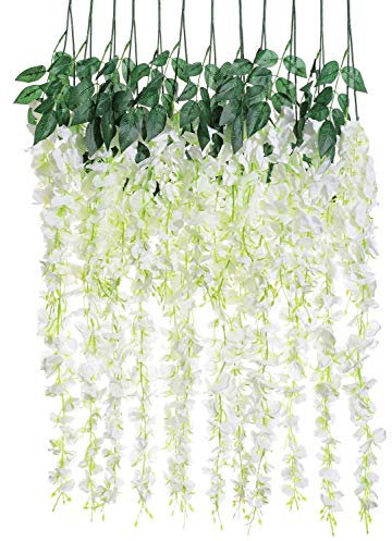 Veryhome 6 stück/los 3.6 füße/stück künstliche Blumen gefälschte Wisteria Vine seidenblume für Hochzeit Dekorationen hausgarten Party Decor (Weiß)