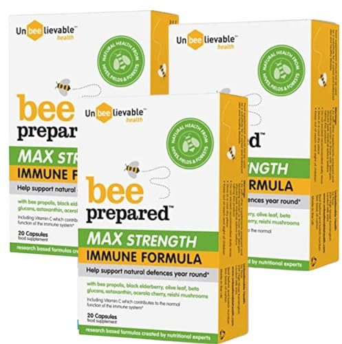 Unbeelievable Health Bee Prepared Max Strength Immune System Formula - Created by Nutritional Experts - Contains Bee Propolis, Elderberry and More – Immunity Support Supplement