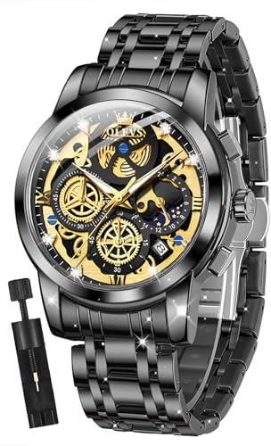 OLEVS Montre de Luxe pour Femme en Or Rose Argenté en Acier Inoxydable Quartz Étanche avec Date