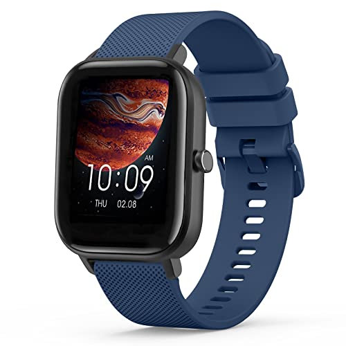 Mugust Cinturino per Amazfit Bip U Pro/Bip/Bip Lite/Bip S/Bip S Lite/Bip U/Bip 3/Bip 3 Pro, 20mm Silicona Cinturino di ricambio compatibile con Amazfit Bip U(Blu Navy)