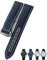 EEOMOiK 19 mm 20 mm gewebtes Nylon-Uhrenarmband schwarz blau Faltschließe Leder Uhrenarmbänder für Omega AT150 AQUA TERRA Seamaster Tissot (Farbe: Blau Weiß Silber, Größe: 20 mm)