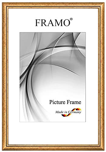 Framo Marco de fotos barroco de 50 x 70 cm, de madera maciza, burdeos rojo y dorado, color a elegir, marco antiguo retro vintage N°069