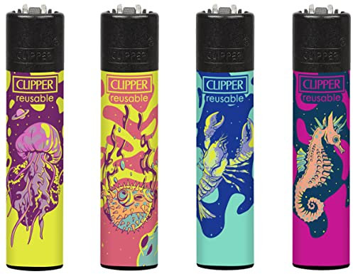 Clipper Feuerzeug 4er Set: (Lava Animals)