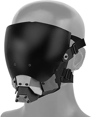Cyberpunk Halbmaske, Mask Anti-Beschlag Silikonmaske mit abnehmbaren Gläsern Erweiterte Schnittstellen