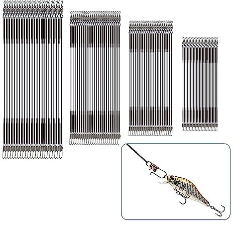 skytowards 100 Pezzi Leader Filo da Pesca in Acciaio Lenze Acciaio per Pesca Filo da Pesca Acciaio Filo da Pesca A Prova di Morso Lunghezze 185/231/ 297/ 342MM, Nero