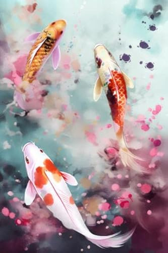 adrium Acryl-Bild 60 x 90 cm: Koi-Fische im Aquarellstil. Bunte Koi-Fische (201163973)