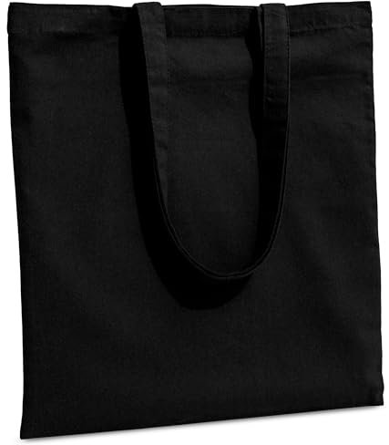 Carrywell (Nicht in China hergestellt) Canvas-Tragetaschen, wiederverwendbare Einkaufstaschen, Bio-Baumwolltuch, Schwarz, 1 pack, Economy-Tragetasche