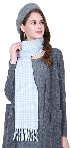 SEECOSY Schal aus 100% Lammwolle – karierter weicher warmer Schal, Geschenk für Damen und Herren