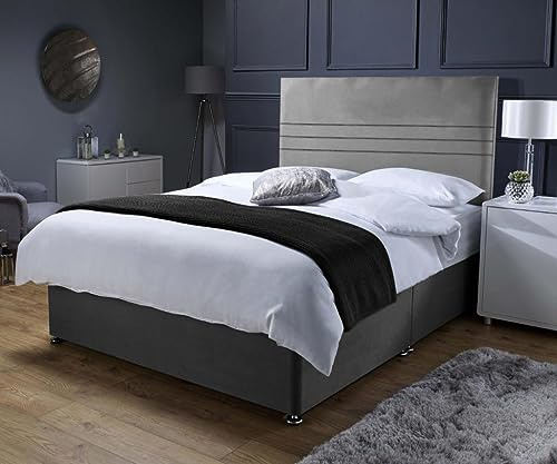 Fireplaces 4 Life Ascot Divan Bed Set + 10 Memory Mattress + 24 Matching Headboard *Storage Available (Steel, 2 Drawers Same Side, 3ft6 Large Single)