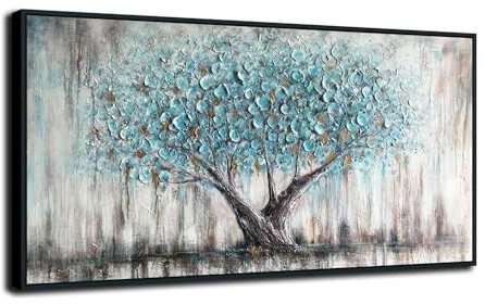 Arjun Kunstdruck auf Leinwand, Motiv: blauer Baum, Baum des Lebens, abstraktes Schlafzimmer, strukturiertes Gemälde, Naturbild, Panorama-Landschaft, Kunstwerk, Heimbüro, Dekoration, schwarzer