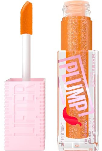 Maybelline New York, Lucidalabbra Rimpolpante, Arricchito Con Peperoncino e 5% di Maxi-Lip, Lifter Plump, Tonalità: 008 Hot Honey