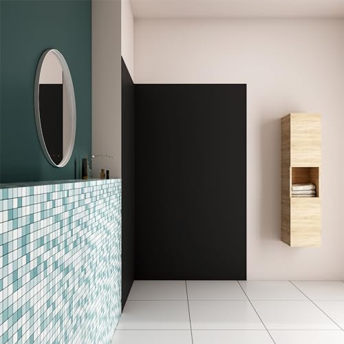 AICA Panel angular de pared para ducha en Aluminio, Negro mate, 120x120x210cm, Revestimiento de paredes