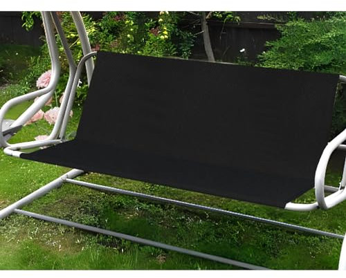 Ersatz-Schaukelsitzbezug für Hollywoodschaukel,Gartenschaukel Sitzfläche Ersatz,wasserdichte 600D-Oxford-Stoff Gartenschaukel Sitzbezüge,Passform für 2-3Sitzer (115 * 48 * 48cm,Schwarz)