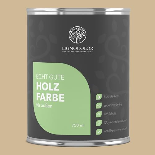 Lignocolor Holzfarbe Außen matt | wetterfeste Farbe für den Außenbereich (Malaga Beige matt, 2,5L) | hochdeckend & hochbeständig