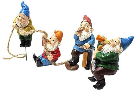 BESPORTBLE 4pcs Resin Garden Gnome Statues for Outdoor Decoration Climbing Gnome Ornaments for Garden Decor Whimsical Home Decor Accessories