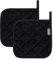 ONLYKXY 2 x hitzebeständige Baumwoll-Pads, quadratisch, 17 cm, Mehrzweck-Topflappen, gesteppt, kleine Untersetzer, Tuch-Topflappen für heiße und kalte Küche, Backen, Kochen, Ofen (schwarz)