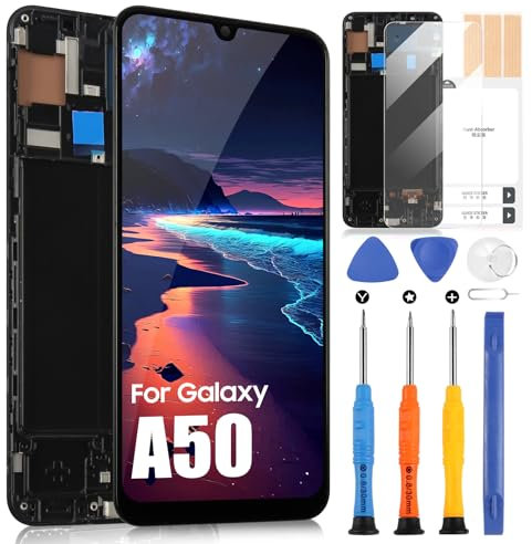 LCD Display für Samsung Galaxy A50 Display für Samsung A50A505F SM-A505FN Bildschirm Digitizer Touchscreen Assembly mit Reparatur-Set (6,4 Zoll, Schwarz mit Rahmen, Nicht für A505U / SM-A505U)