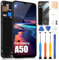 LCD Display für Samsung Galaxy A50 Display für Samsung A50A505F SM-A505FN Bildschirm Digitizer Touchscreen Assembly mit Reparatur-Set (6,4 Zoll, Schwarz mit Rahmen, Nicht für A505U / SM-A505U)