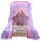 Bett Baldachin Bett Baldachin Spitze Sheer Mesh Prinzessin Dome Mücke Netzdekoration Hängende Bettvorhänge für Doppelbett lila