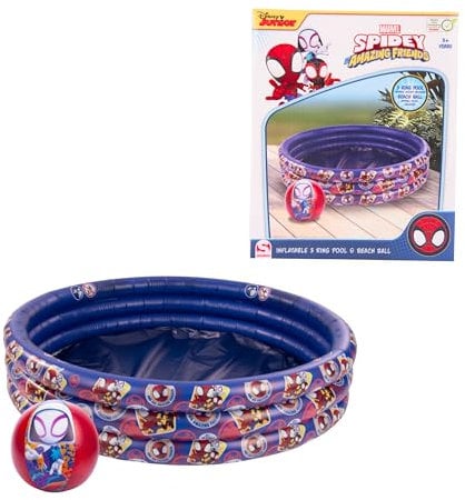 Marvel Spidey Piscina Hinchable, Piscina Infantil Spider-Man, Redonda Multicolor, 100 CM