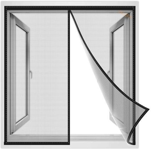 Zanzariera Magnetica Adesivo 225x85 cm, Zanzariera Finestra Porta Magnetica Anti Zanzare Calamite Tenda Zanzariera Finestra Magnetica Nero, Rinforzata