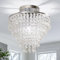 FRIXCHUR 11.8 Crystal Chandelier Chrome Flush Mount Ceiling Light 5 Tiers Raindrops Silver Chandeliers for Bedroom Hallway Living Room,E27 Base