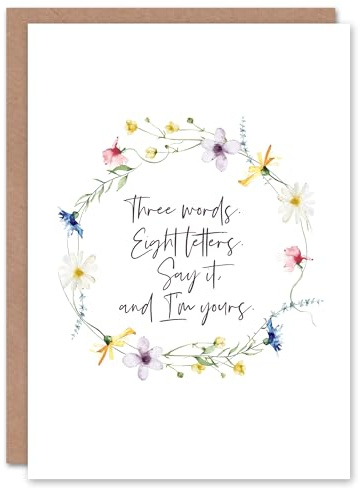 Artery8 Marriage Poem 3 Words 8 Letters I'm Yours Floral Blank For Him Or Her Art Wedding Card