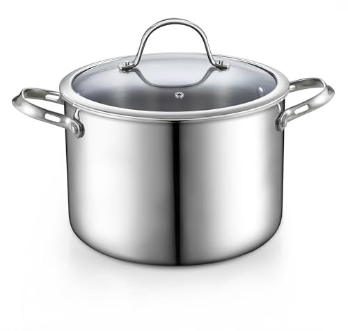 Cooks Standard Suppentopf aus Edelstahl, mehrlagig verkleideter Kochtopf mit Deckel, Induktions-Suppentopf, Silber
