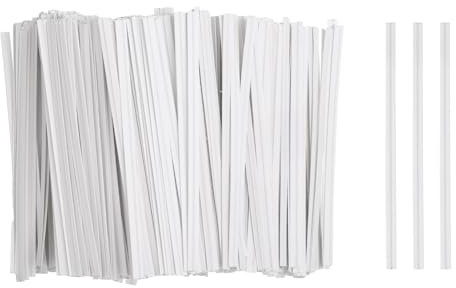 sourcing map 1000pcs Bag Twist Ties 3.5 Reusable Kraft Paper Twist Ties Wire Cable Ties for Party Bread Candy Cake, White