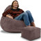 DreamRoots Sitzsack Erwachsene Cord oder Kinder - Bean Bag Sofa - Sitzsack Cord mit Hocker und Bezug - Sitzsäcke mit Füllung 90x90x100 cm Roasted Cocoa