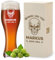 polar-effekt Weizenglas 0,5 Liter und Holzkiste im Set mit Totenkopf Gravur - Geschenke zum Geburtstag und Vatertag - Personalisiertes Bierglas für Papa