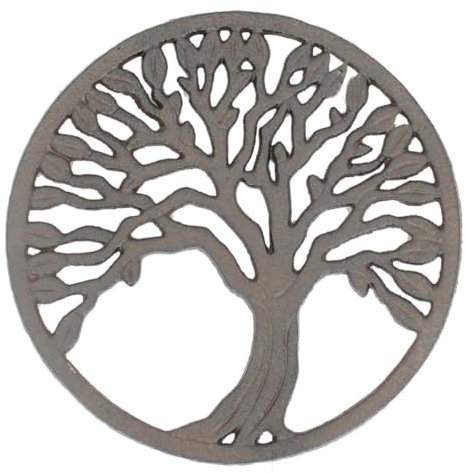 Dessous de Plat en Fonte, Arbre de Vie et Design Circulaire, diamètre 22 cm