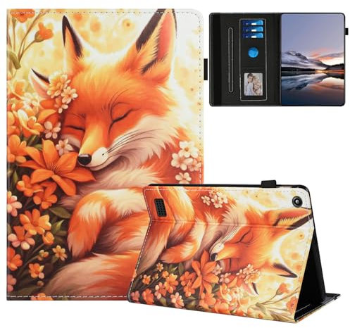 Mldjomid Custodia Compatibile per 7 Kindle Fire 7 2019/2017/2015 (9a/7a/5a generazione) Pelle PU Tablet Case Protettiva Cover con Stand per Kindle Fire 7 (2019/2017/2015) Custodia- Volpe dei Fiori