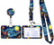 Porte-Badge Personnalisé,Tour de Cou Badge avec Porte-Cartes,Porte Badge Enrouleur,Strap Neck avec Swivel Lobster Clasp pour Porte Badges d'Identification (D-Cartoon Ciel étoilé)