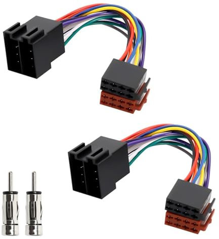 2 Pièces Adaptateurs Autoradio, Universels Radioadapter, Connecteurs ISO 16 Broches avec Extension et Adaptateurs d'Antenne ISO vers DIN, avec Divers Véhicules Installation Facile de Radio