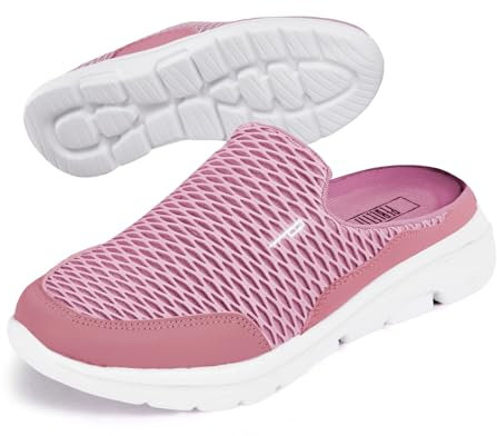 PERLETTI Ciabatte Sneakers Donna Slip On Ultra Leggere - Pantofole Comode con Rete Quattro Stagioni - Sandali Comfort Interno Esterno Traspiranti con Suola Rialzata Antiscivolo (Rosa Antico, 41)