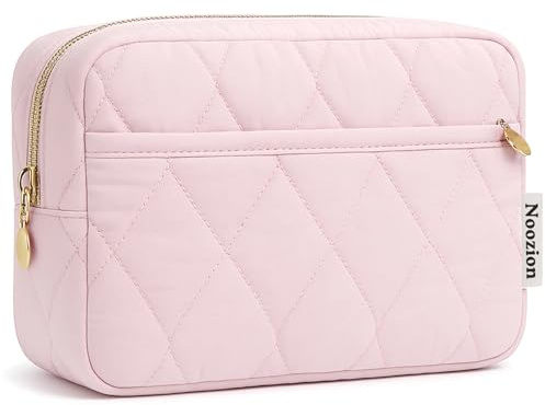 Noozion Makeup Bag Travel Toiletry Bag, Puffy Padded Cosmetic Bag for Women, Makeup Organizer Case, Wide-open Pouch Purse, Travel Essentials