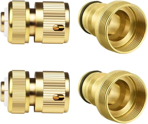Hydrogarden Garden Hose Fitting Set,Universal Kitchen Mixer Tap Hose Connector & End Quick Connector for Standard Indoor Threaded Tap (2 Quick Connector+2 Kitchen Tap Hose Connector)