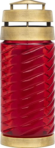 Grablicht Sensucht Brenndauer bis zu 50 Stunden - Elegantes Glas Grabkerze Wetterfest- Für Paraffin- & Öleinsätze - Grableuchte - Gedenkkerze - Hochwertiges Grablicht (Rot)