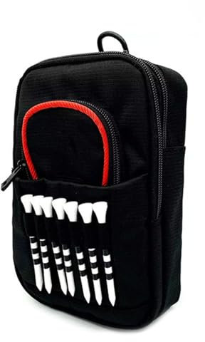 Golfball-Aufbewahrung, Balltasche mit Fronttee-Halter, multifunktionaler Golf-Zubehör-Organizer, langlebige Tasche für Bälle & Tees, (Größe, Schwarz), perfekt für Männer und Frauen Golfer