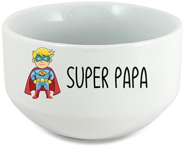Bol Céramique 600ml Super Papa avec Dessin Super-Héros – Cadeau Fête des Pères Original – Bol Petit-Déjeuner ou Café – Design Humour Papa avec Cape