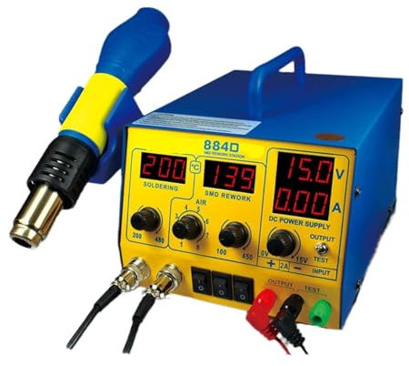 Soldering Station 3 in 1 Rework Soldering Station Hot Air Station with 15V,2A DC Power Supply,Soldering Station