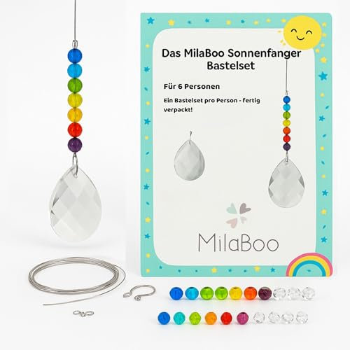 MilaBoo® Set di 6 acchiappasole con cristalli fai da te, set da 6 pezzi o già montati, per feste di compleanno per bambini, decorazione per finestre, acchiappasole per bambini, decorazione da giardino